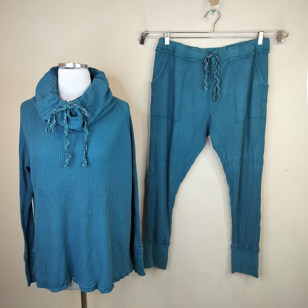 Sundance Outfit Set Waffle Knit Sweater + Lounge Pants Comfort Cowl Neck